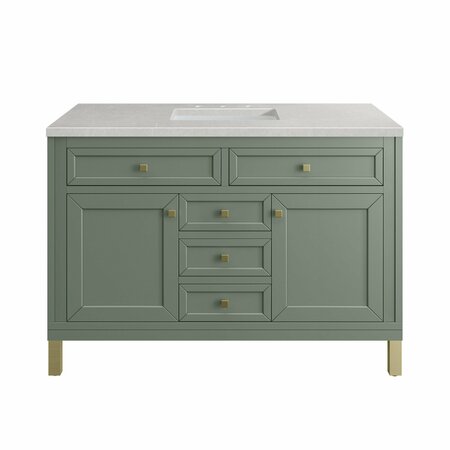 JAMES MARTIN VANITIES Chicago 48in Single Vanity, Smokey Celadon w/ 3 CM Eternal Serena Top 305-V48-SC-3ESR